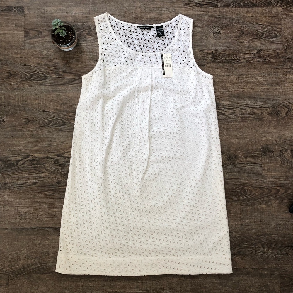 New York & Company White Eyelet Sleeveless Dress